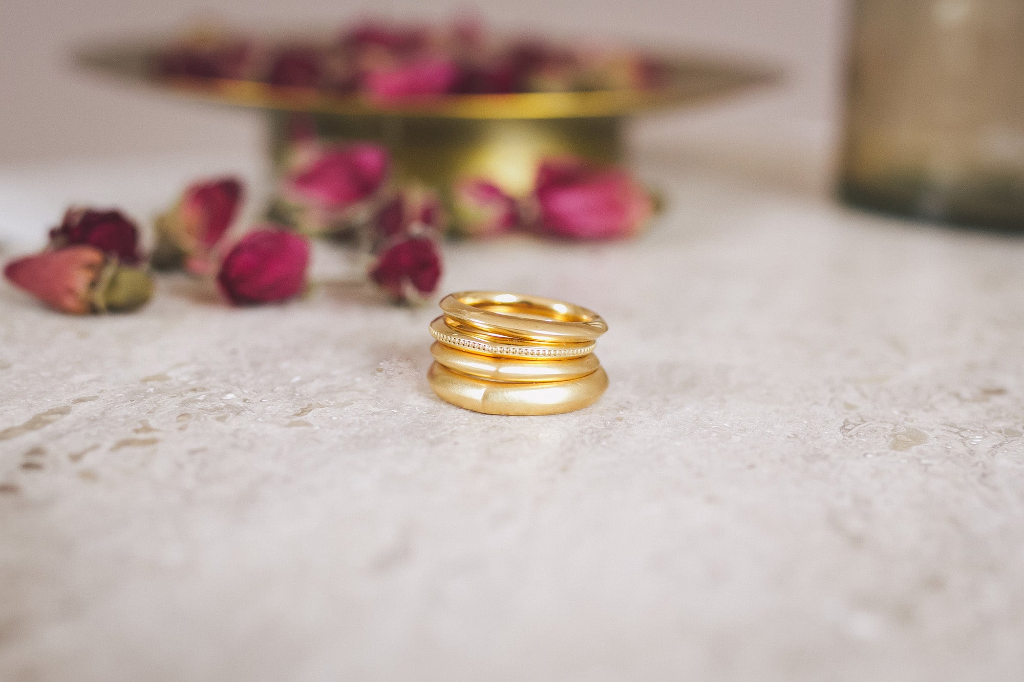 Classic Knife-Edge & Milgrain Wedding Bands from the Aroosi Collection
