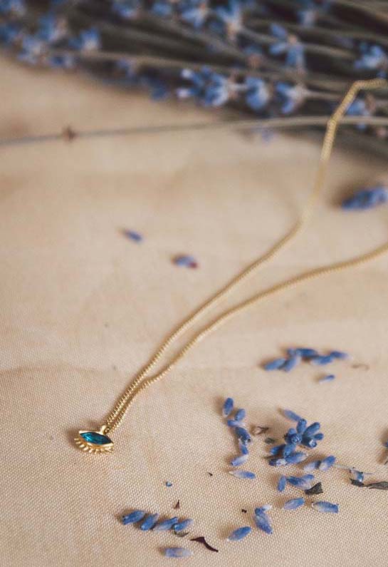 Cheshm Gold Pendant with Blue Topaz gem stone
