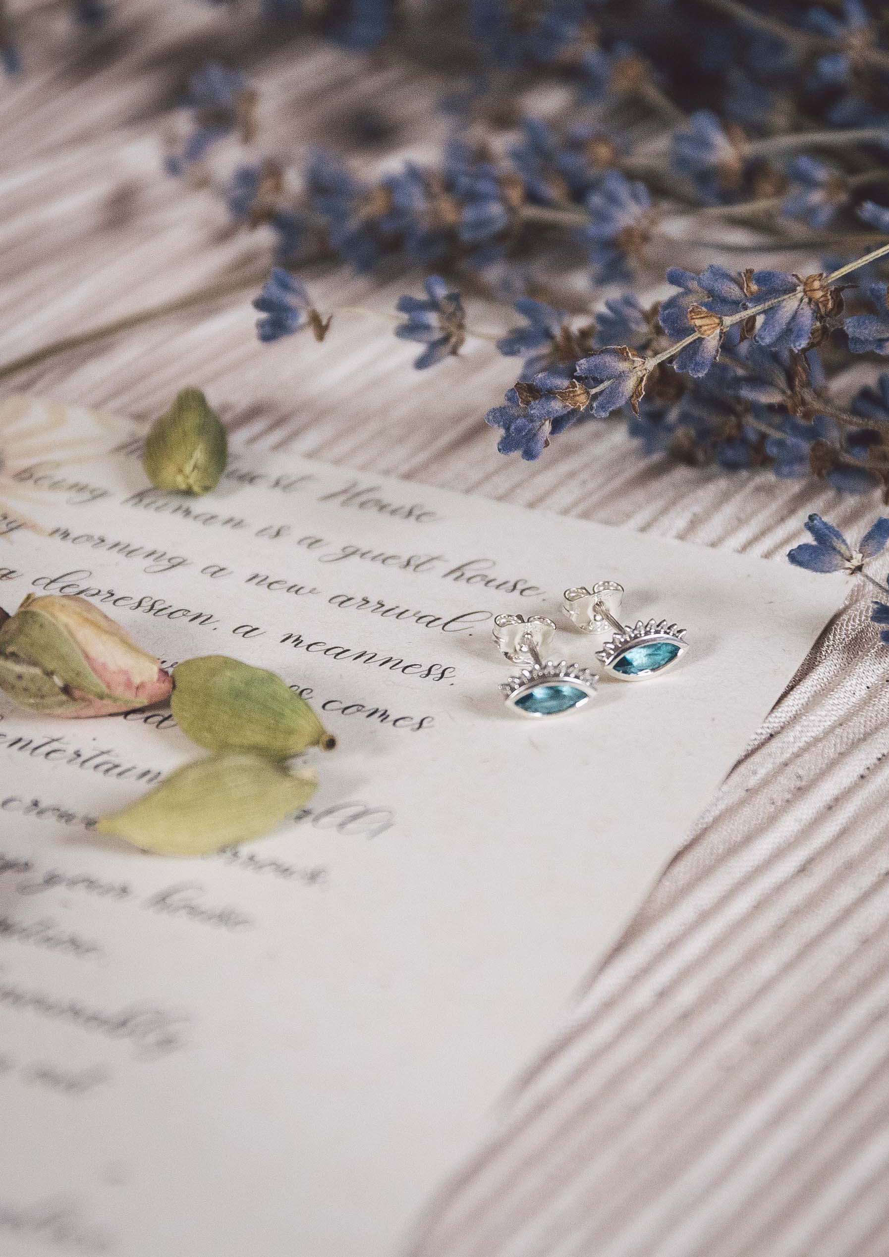 Cheshm Silver Ear Studs from Moznabi Jewellery