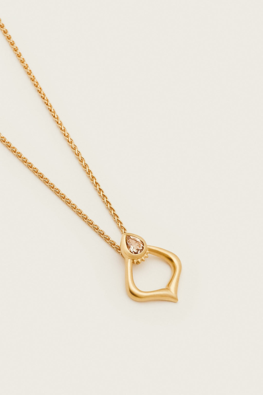 Alborz Pendant with Morganite gem stone, handmade by Moznabi Jewellery