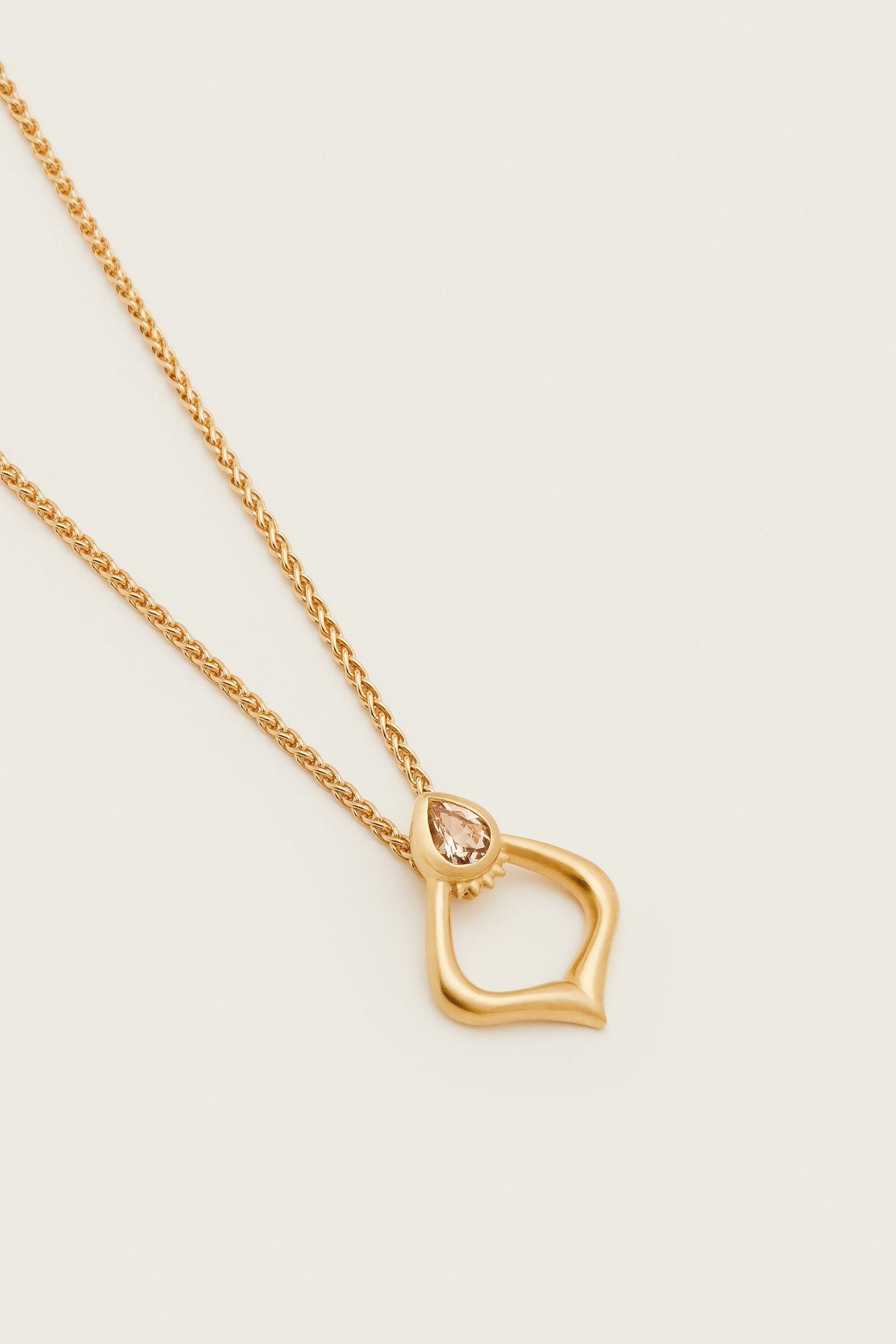 Alborz Pendant with Morganite gem stone, handmade by Moznabi Jewellery