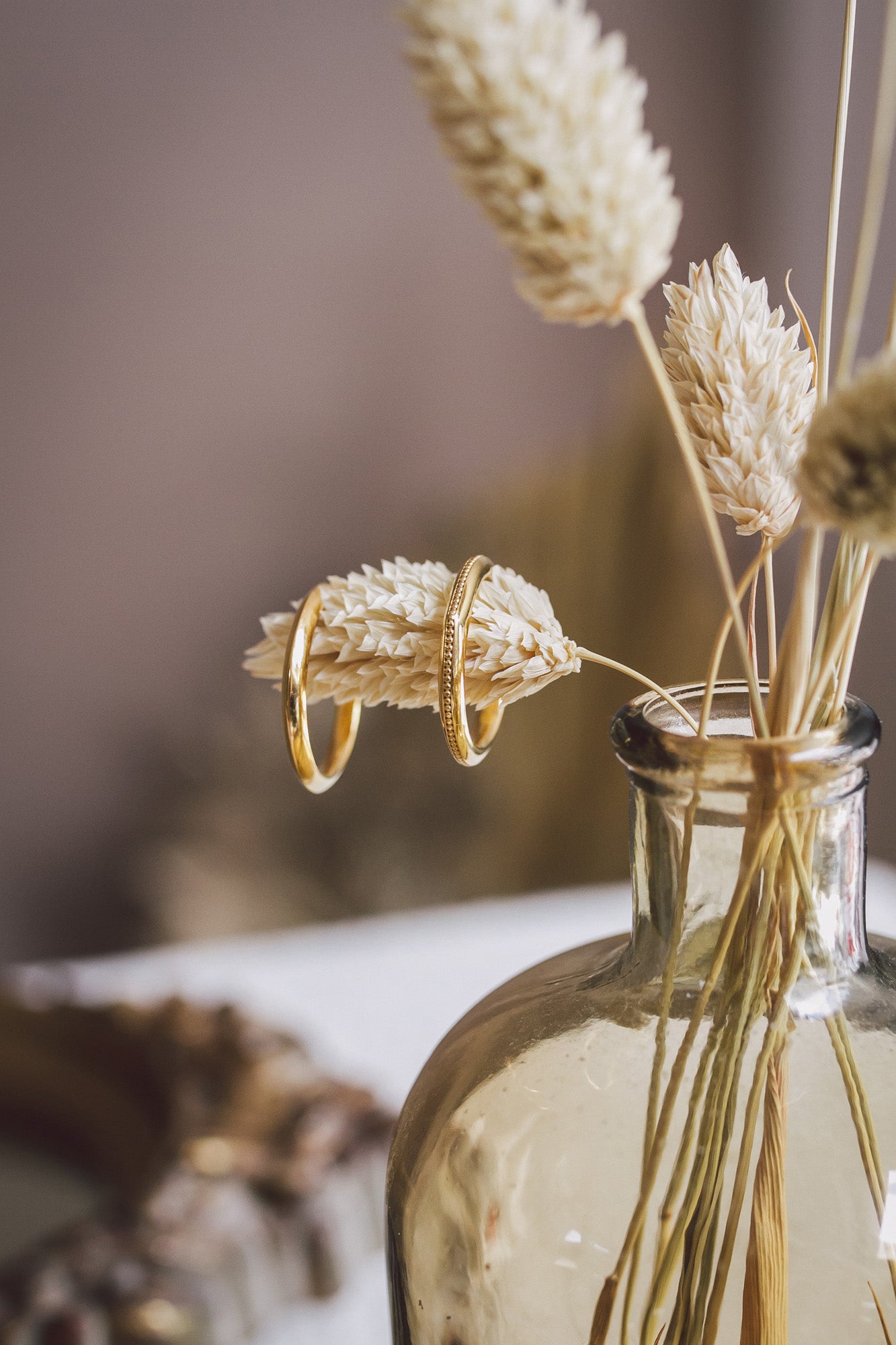 Lifestyle shot of Aroosi Classic Knife-Edge & Milgrain Wedding Bands 