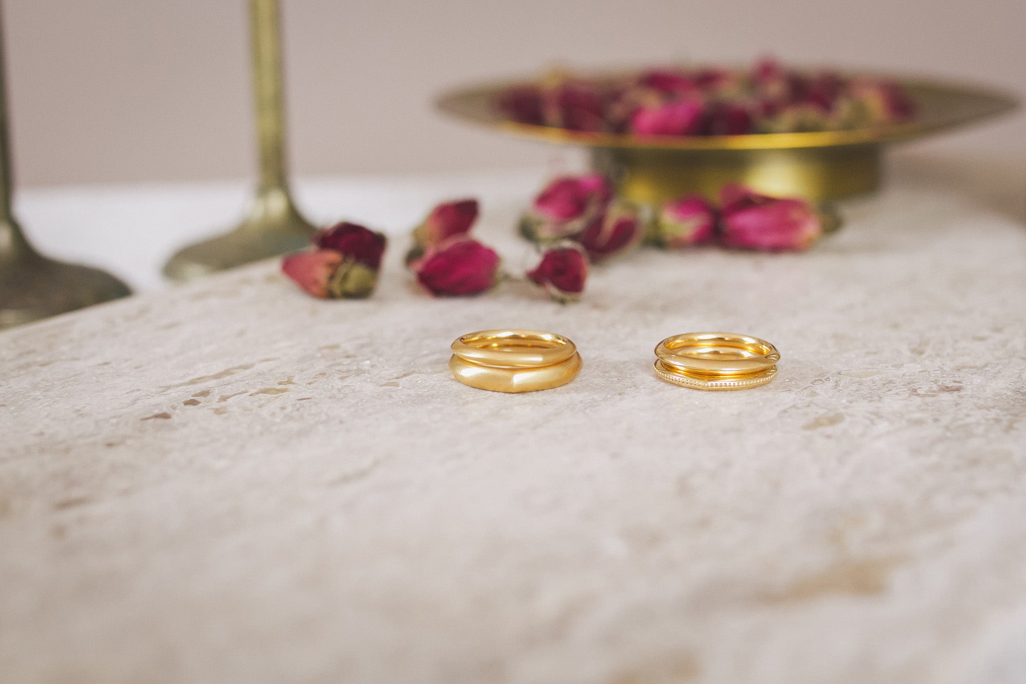 Gold Wedding Bands from the Aroosi Collection by Moznabi Jewellery