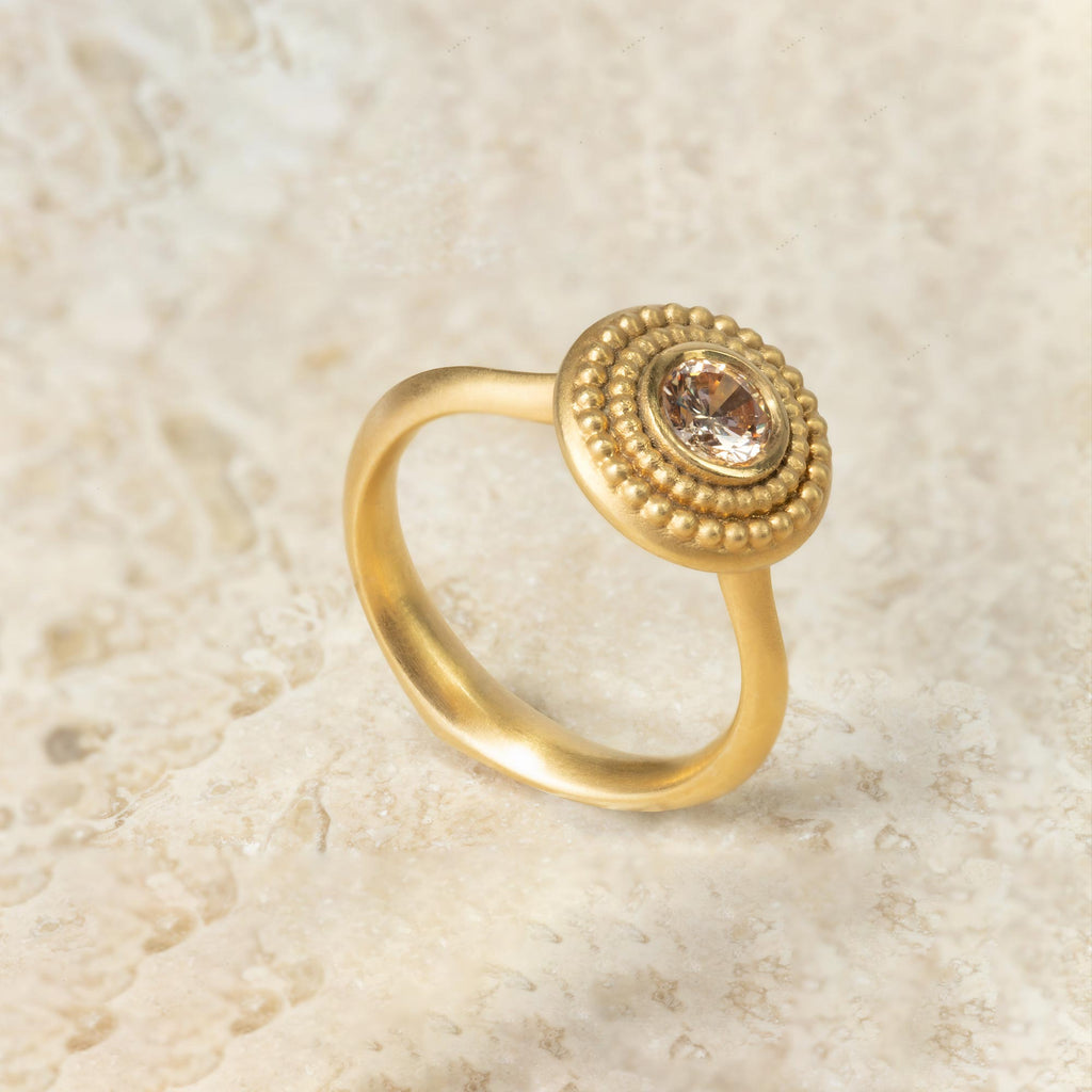 Aroosi Champagne Diamond Ring handmade Persian Jewellery