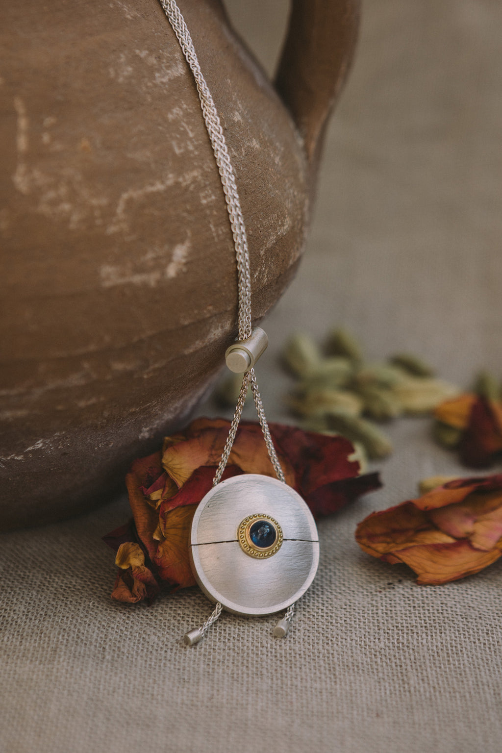 Darya Locket made with silver and 18ct gold by Roxanna Moznabi