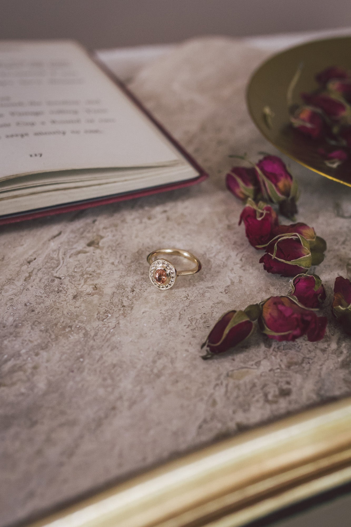 Oval Sapphire Halo Ring from the Aroosi wedding jewellery collection